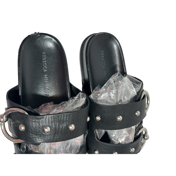Rebecca Minkoff Women's Vachel Slides US 7,5 M Black Leather Sandals - Picture 10 of 12